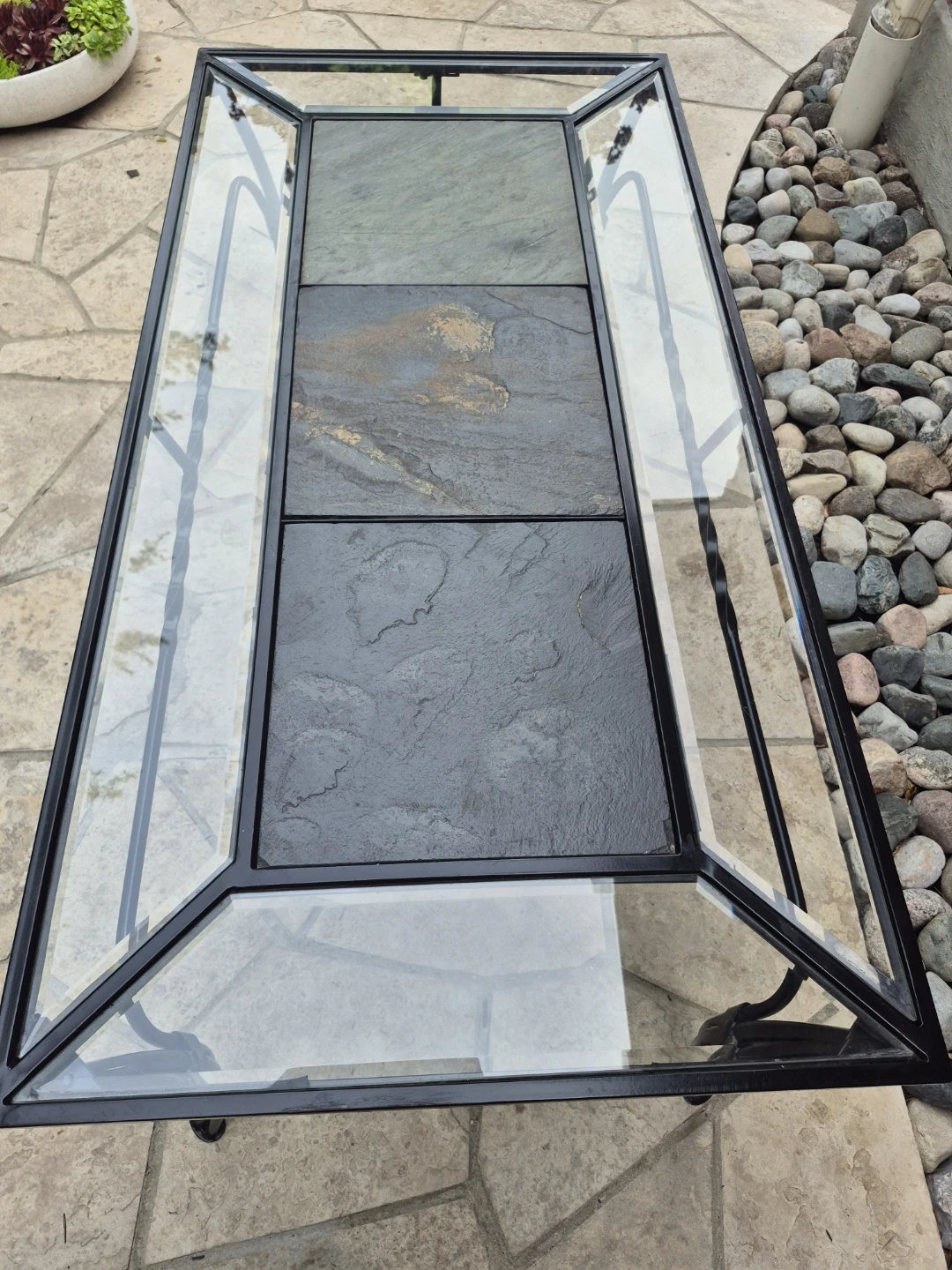 Fantastic Glass and Slate Top Coffee Table - GREAT FIND - photo 2