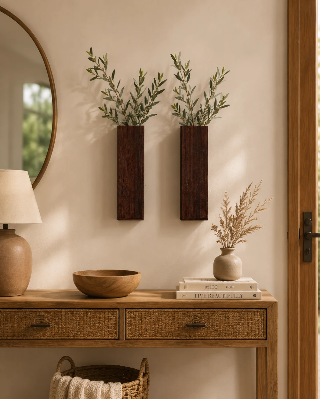 Set of 2 Wooden Wall Vases Luxury boho style Wood wall planters - photo 4