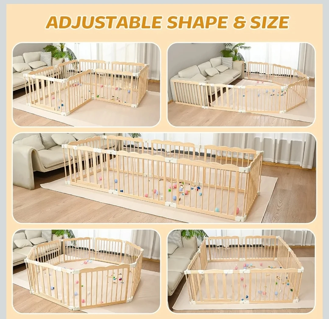 Adjustable Wooden Baby Playpen - photo 5