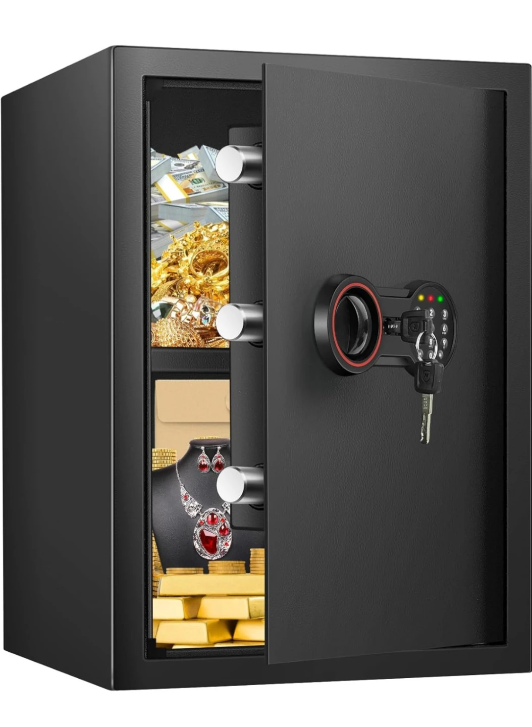 Digital Safe Box with Key Lock and Removable Shelf - photo 2