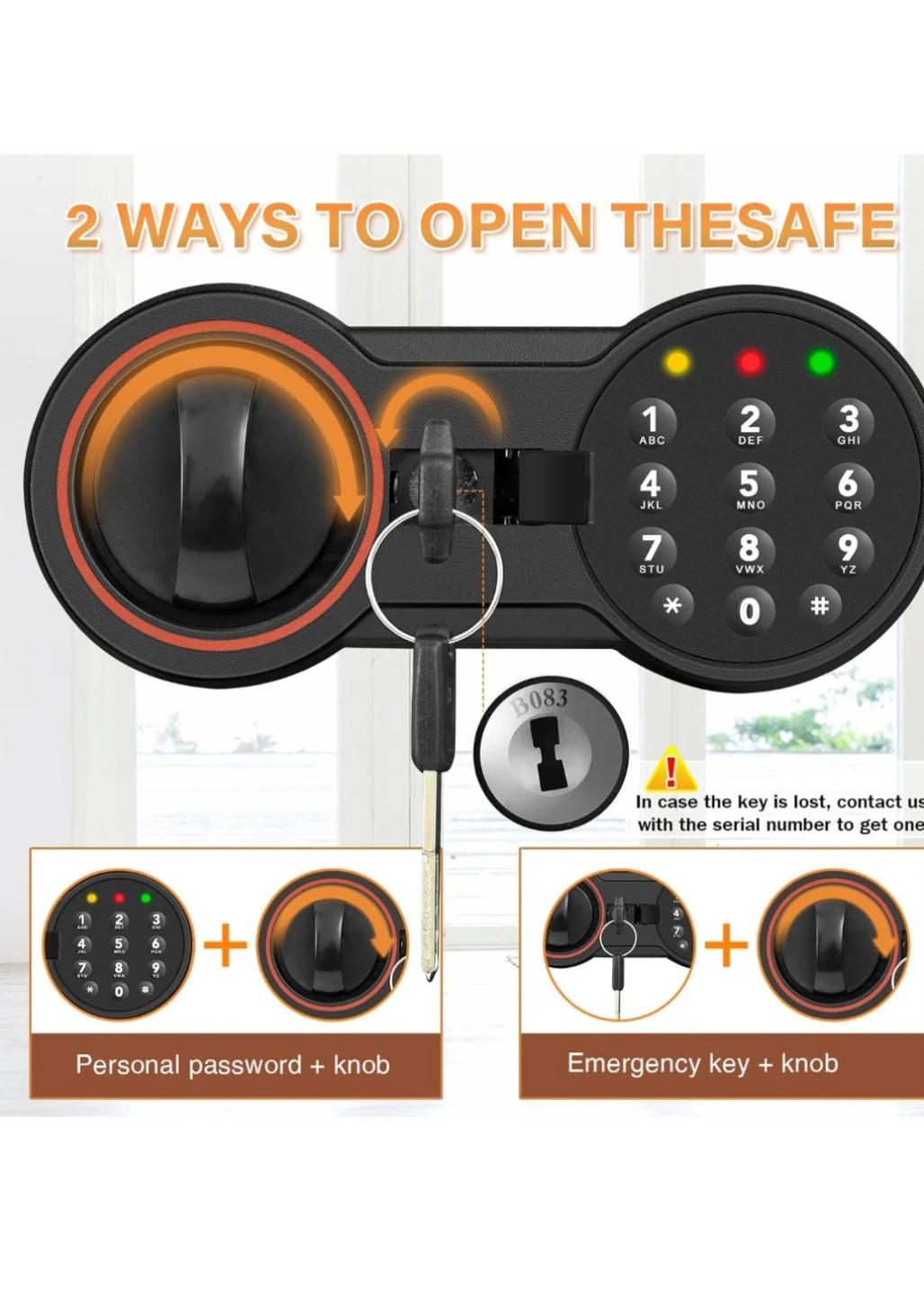 Digital Safe Box with Key Lock and Removable Shelf - photo 5
