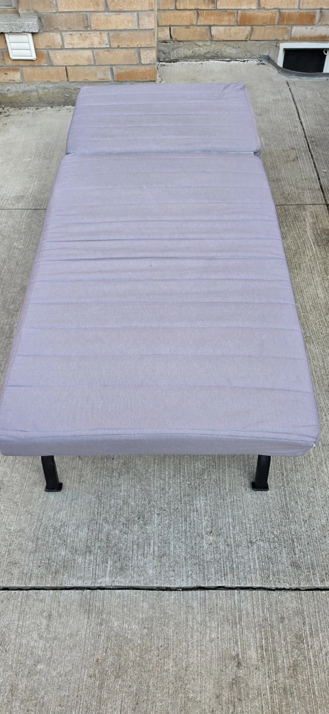 Grey Folding Chaise Lounge with Mattress
