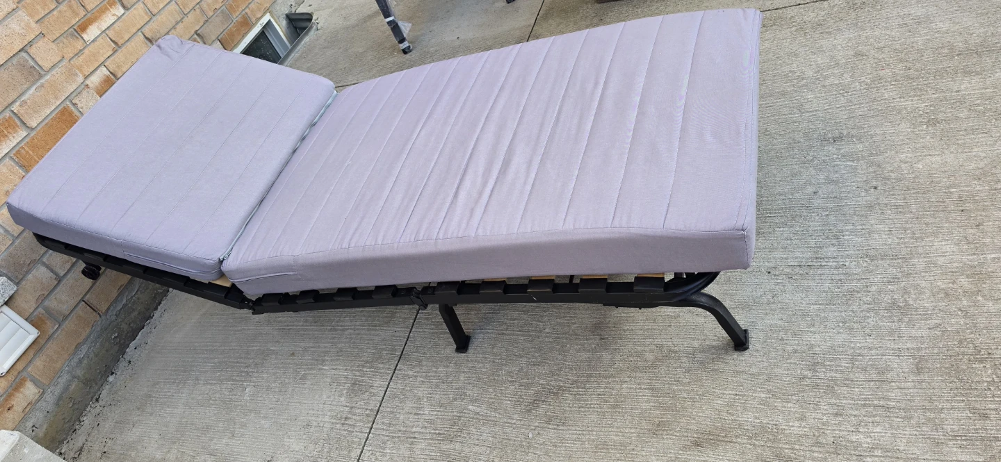 Grey Folding Chaise Lounge with Mattress - photo 2