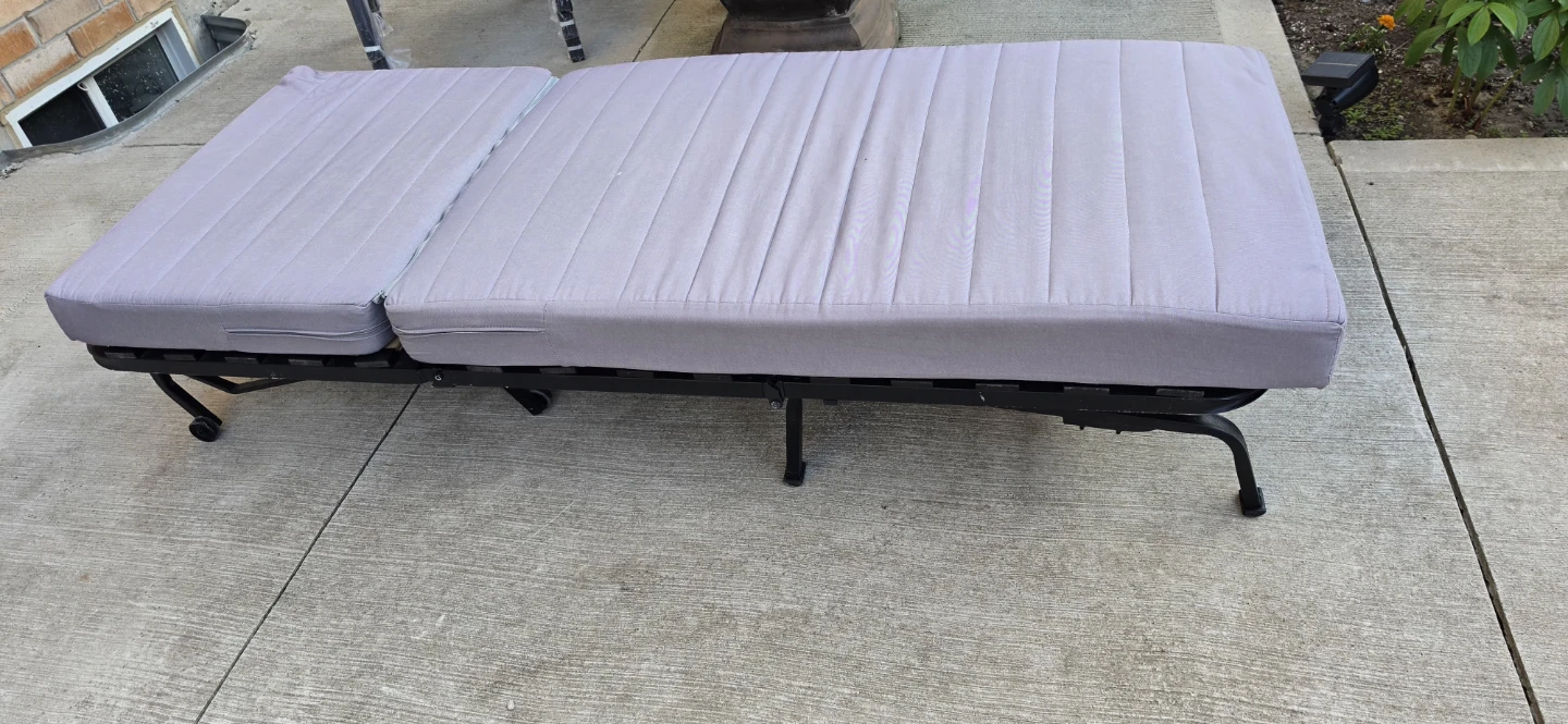 Grey Folding Chaise Lounge with Mattress - photo 3