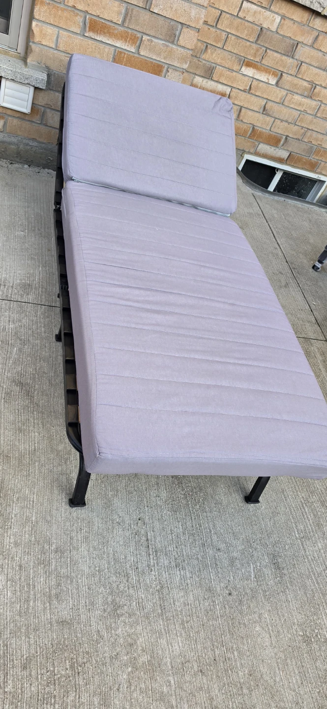 Grey Folding Chaise Lounge with Mattress - photo 5