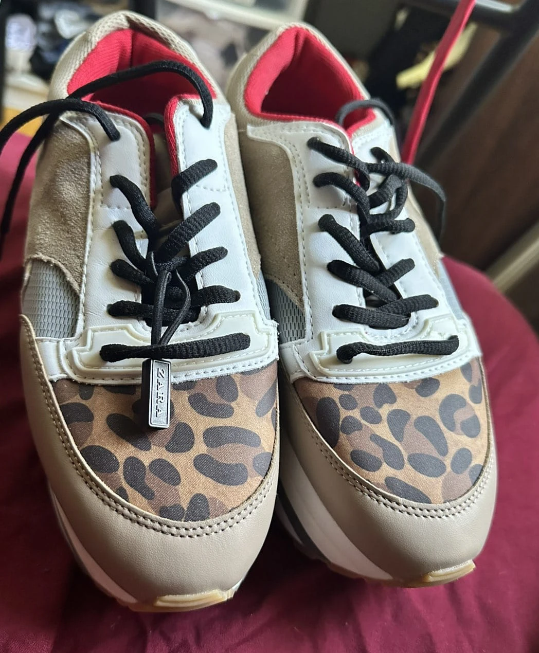 Zara Leopard Print Platform Sneakers