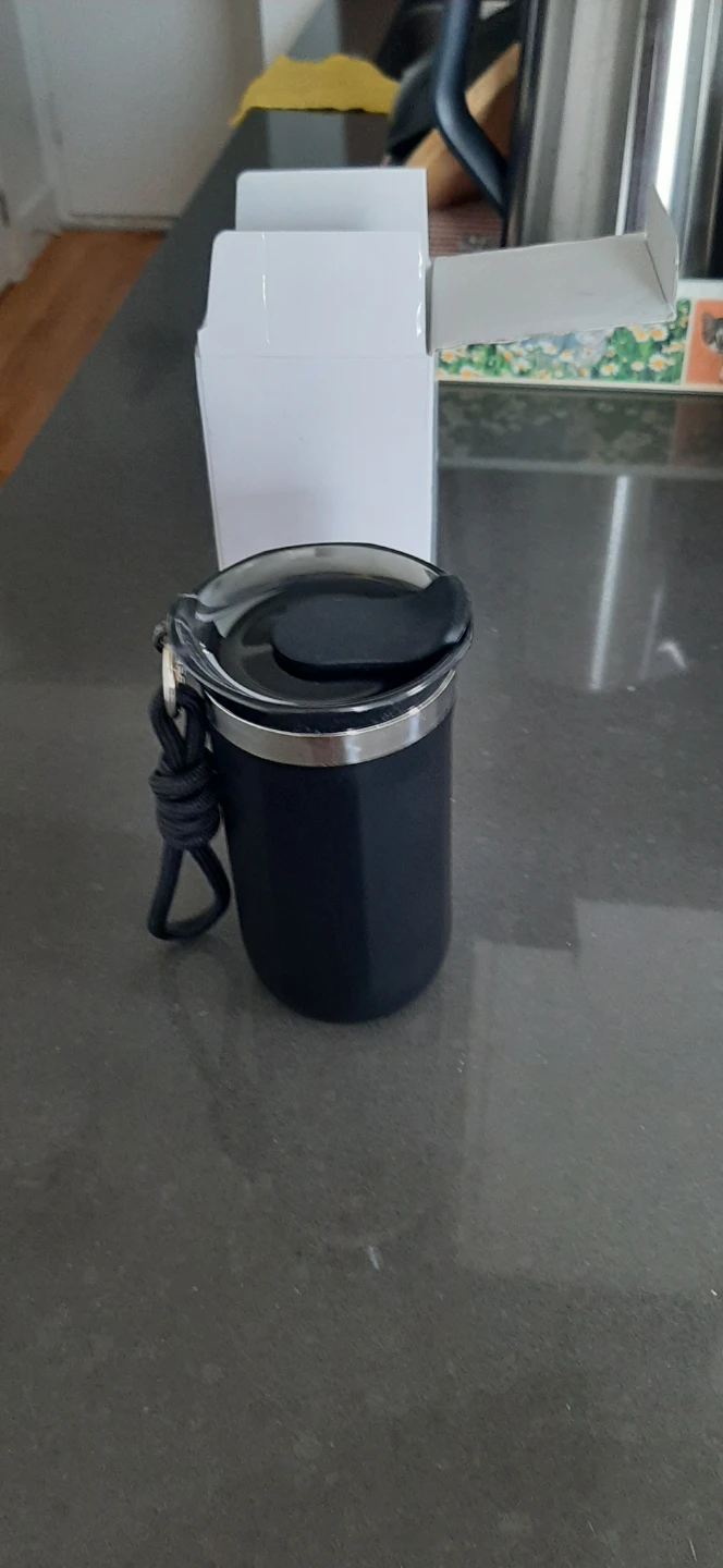 Black Travel Mug with Lanyard