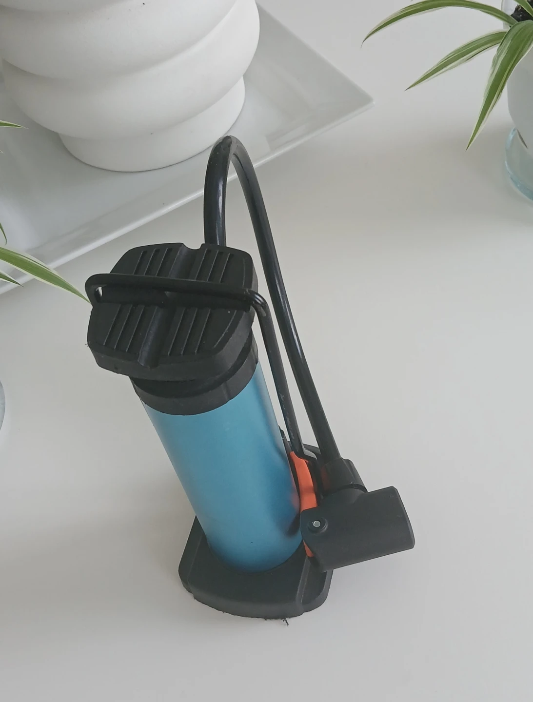 Portable convenient Blue Bicycle Floor Pump