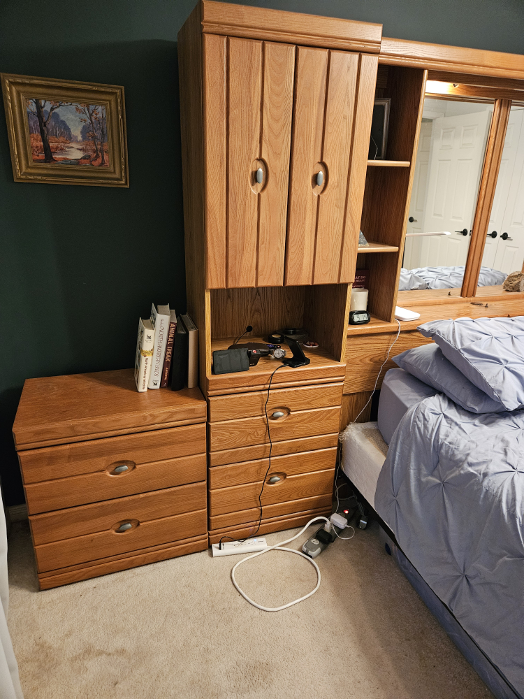 Oak Bedroom Set with Headboard and Dressers