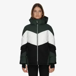Women's Puffer Jacket - Green, White, Black