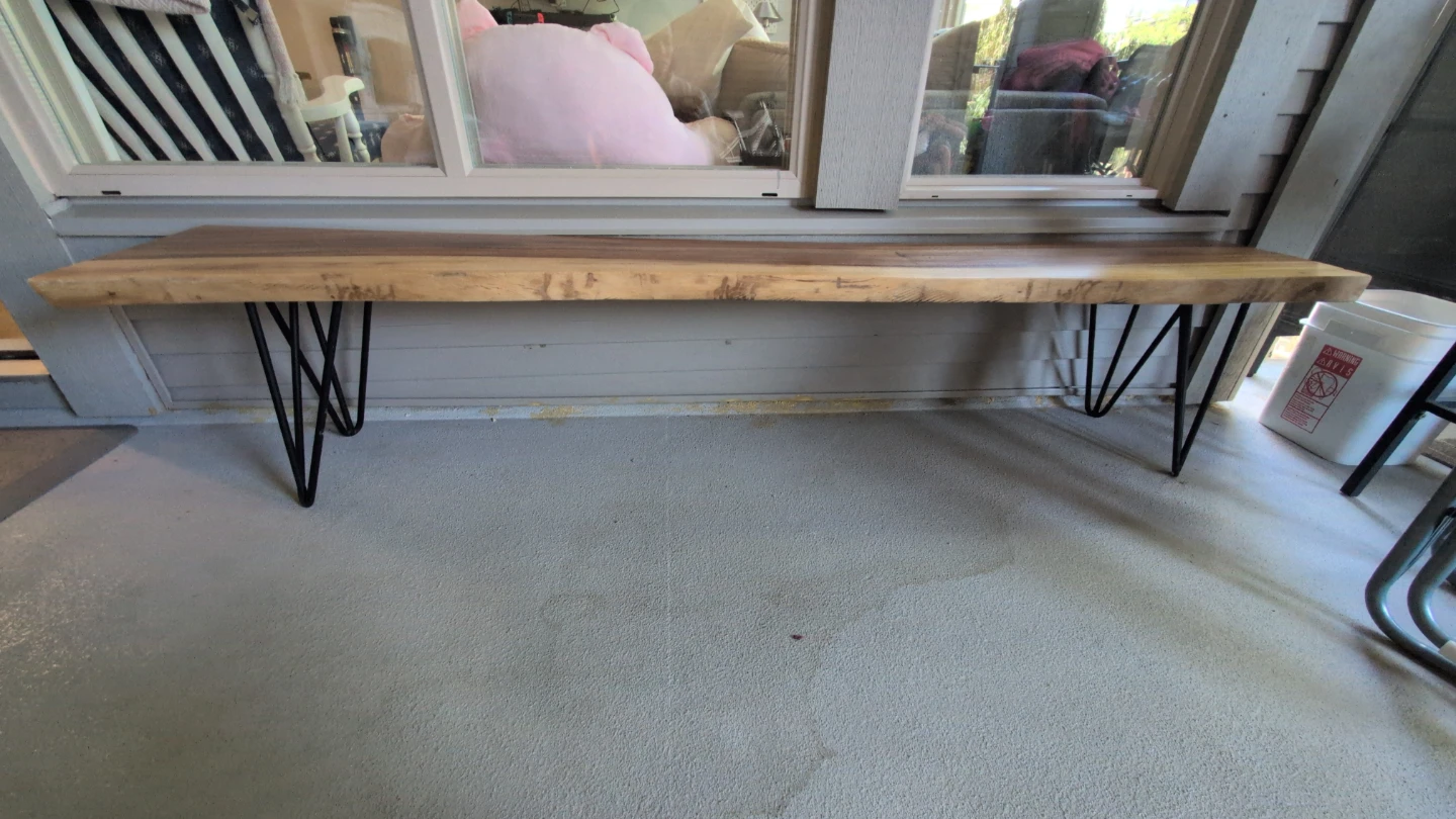 Live Edge Wood Bench with Metal Legs