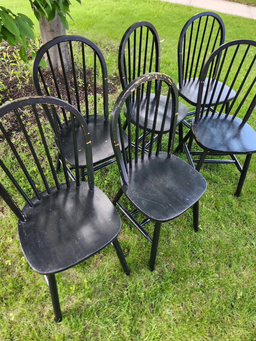 DARKCOTTAGECORE ALERT! 6 Black Windsor Style Chairs