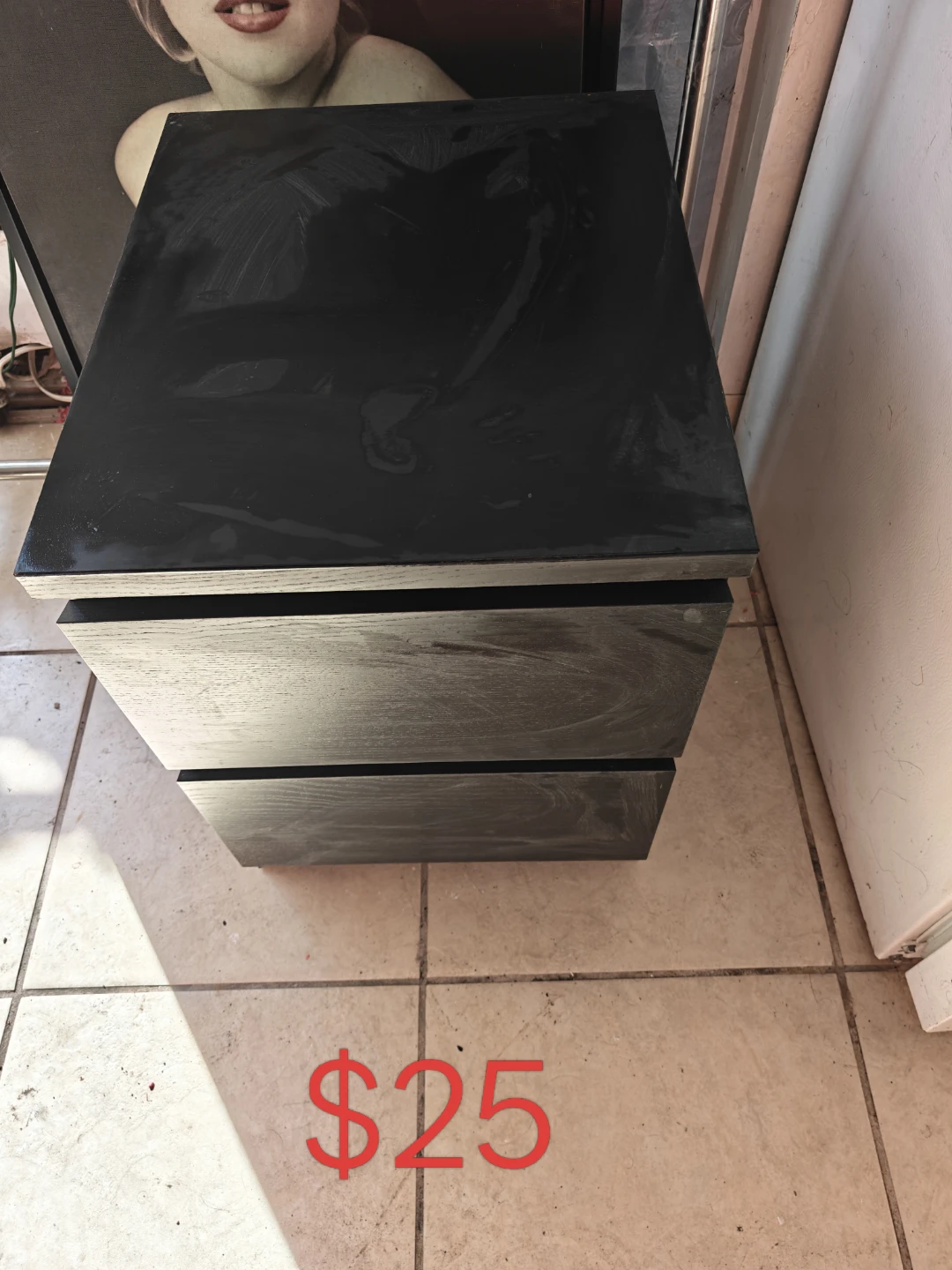 Dark Wood 2-Drawer Filing Cabinet - photo 2