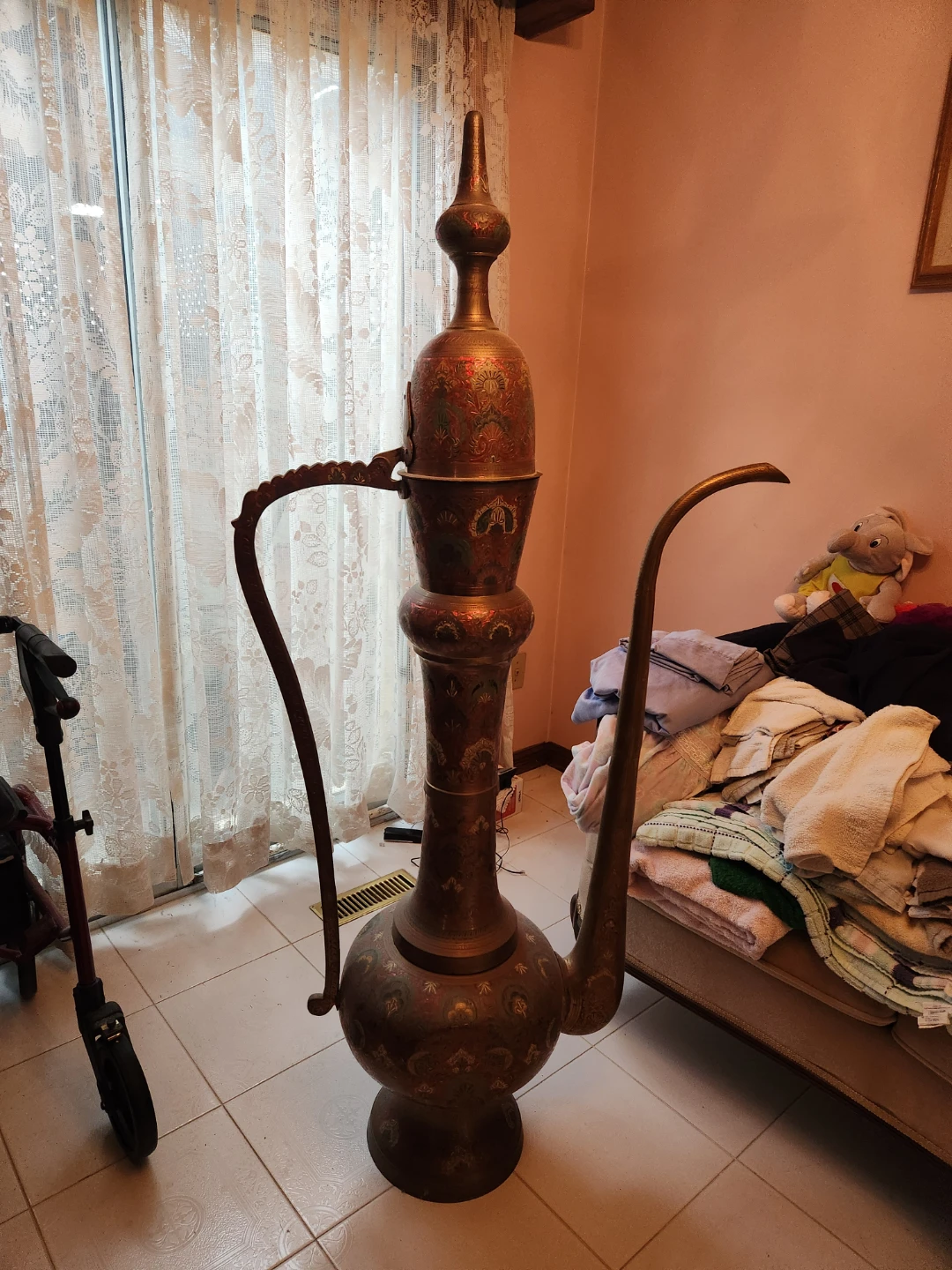 Large Decorative Brass Pitcher and Vase - photo 3