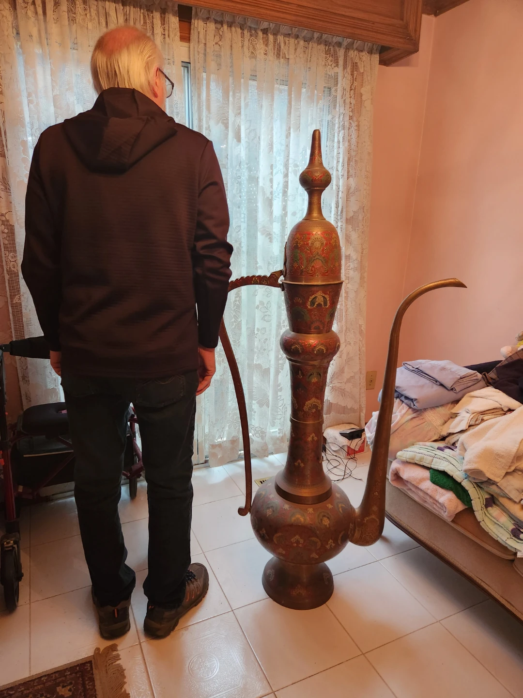 Large Decorative Brass Pitcher and Vase - photo 4