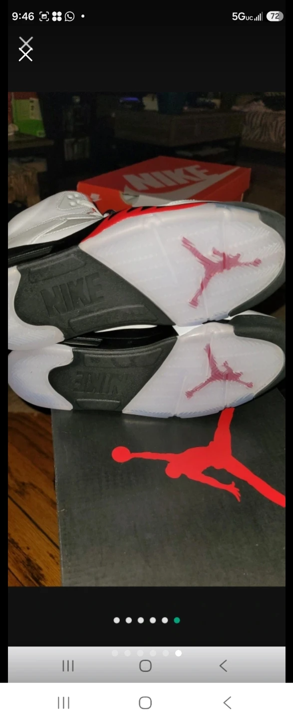 Air Jordan 5 Retro White Red Sneakers - photo 2