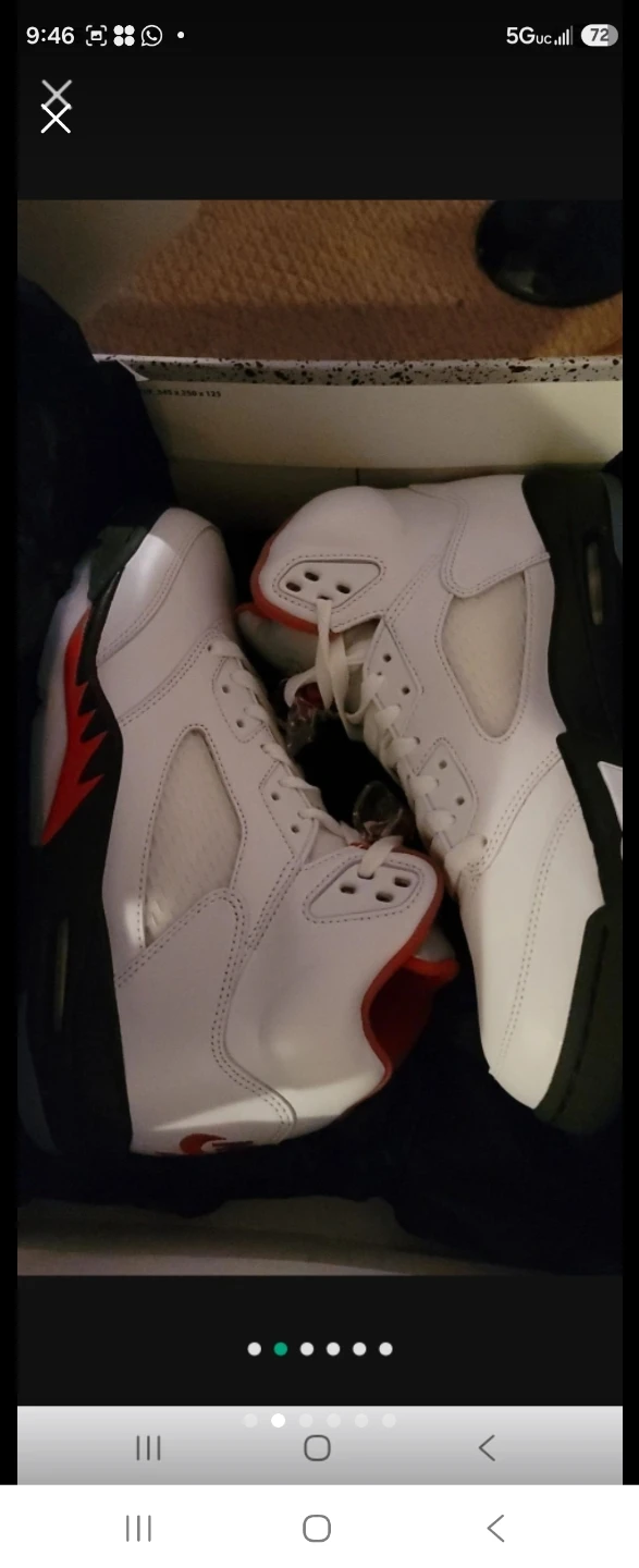 Air Jordan 5 Retro White Red Sneakers - photo 3