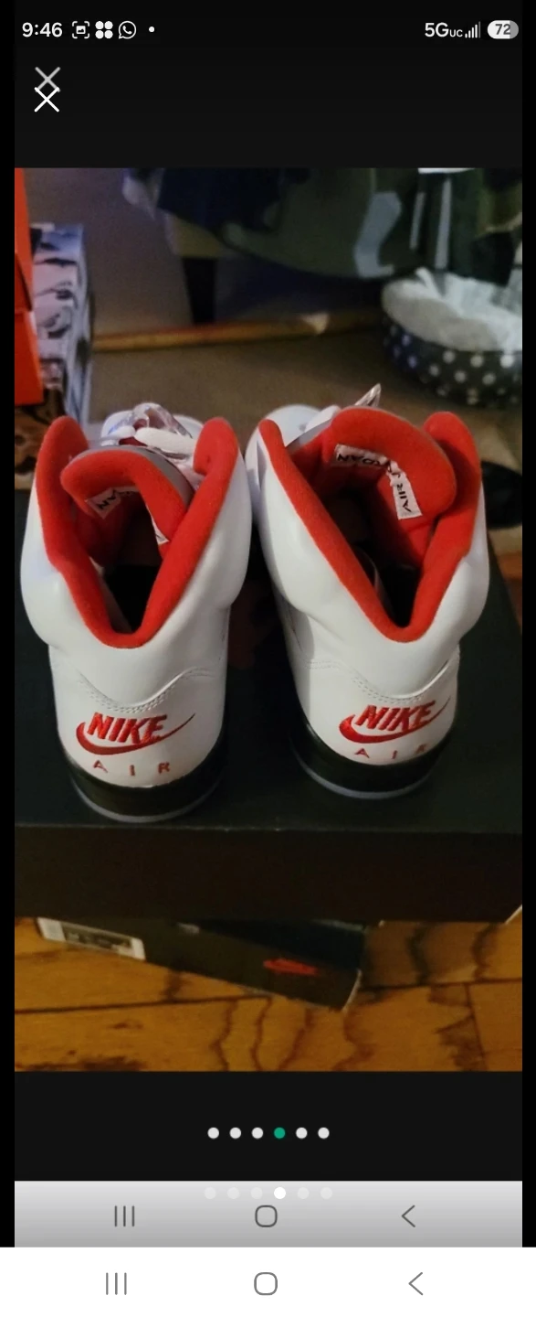 Air Jordan 5 Retro White Red Sneakers - photo 4