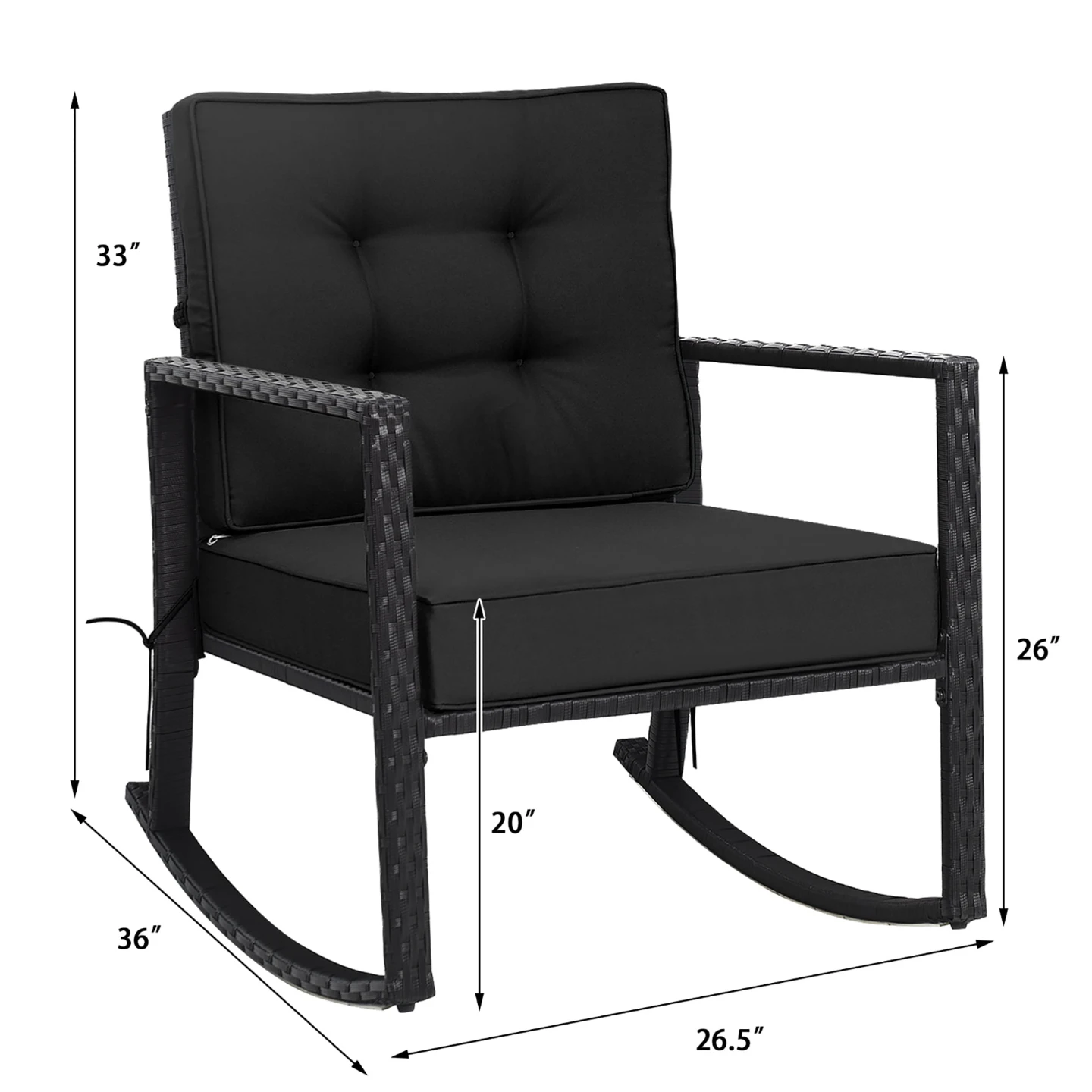 Costway Rattan Rocking Chair - Black - photo 2