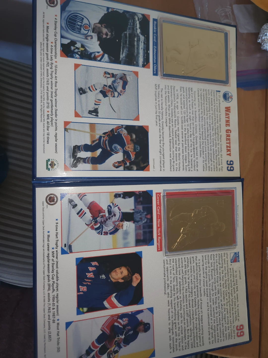 Wayne Gretzky 22kt Gold Rookie and Career Cards - photo 2