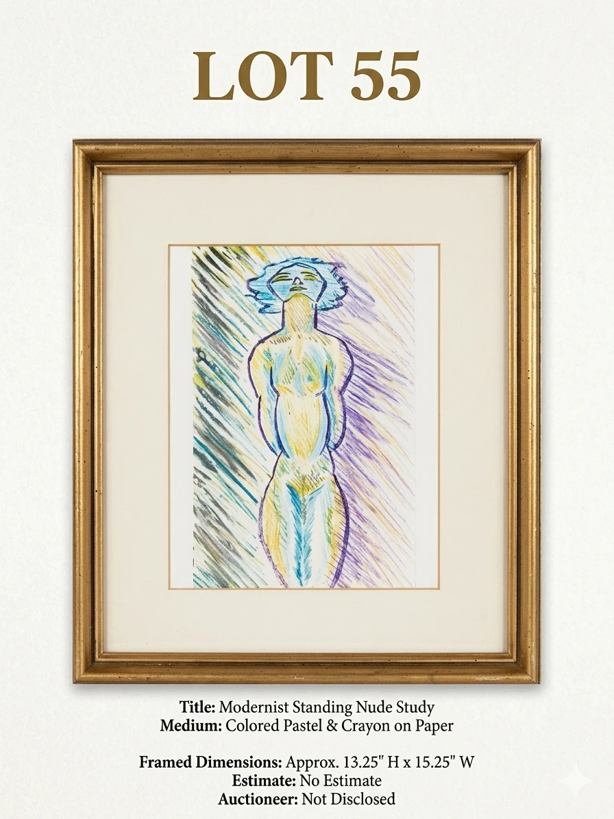 Modernist Original Expressionist Standing Female Nude Study