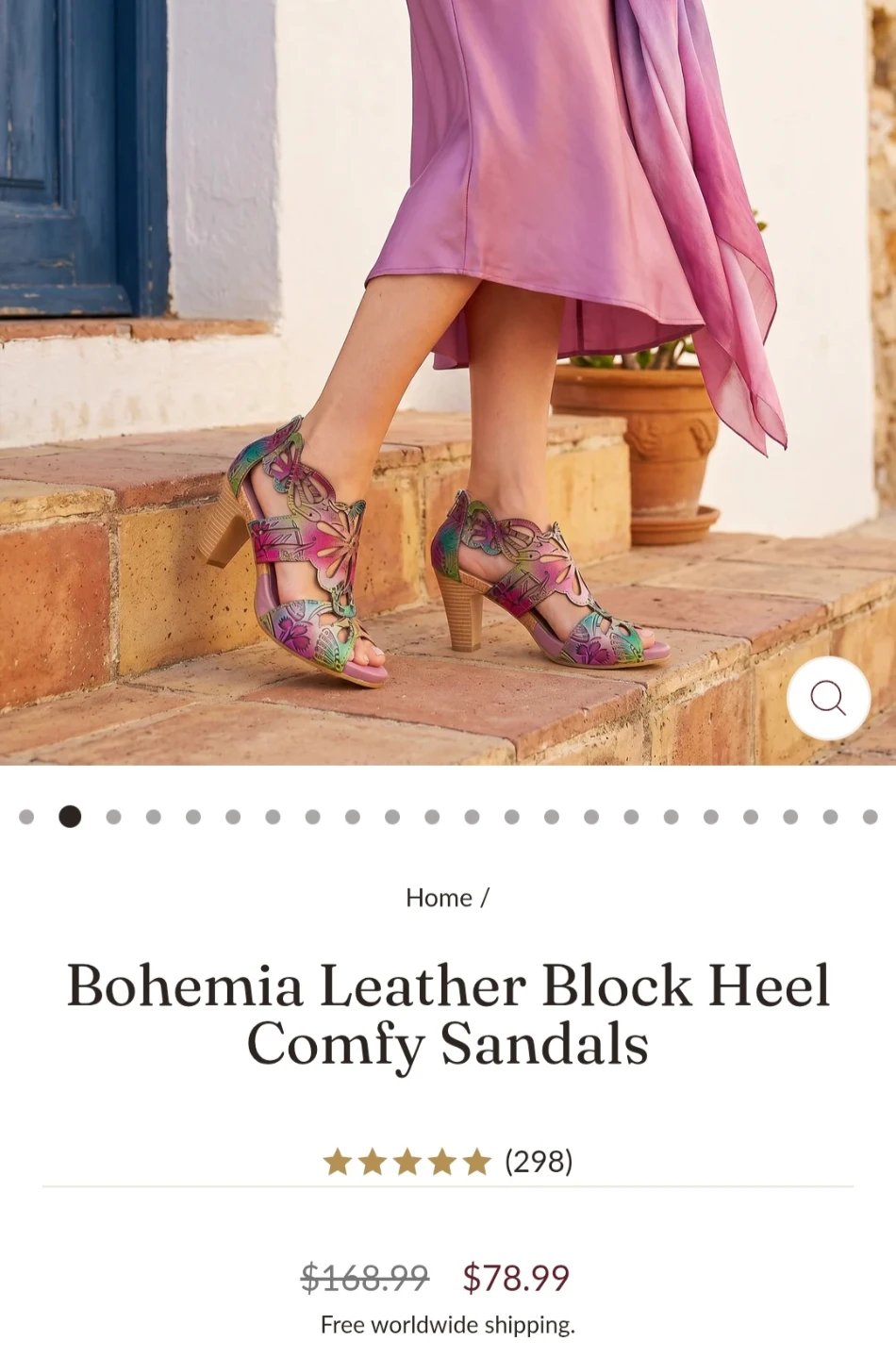 Bohemia Leather Block Heel Comfy Sandals - photo 2