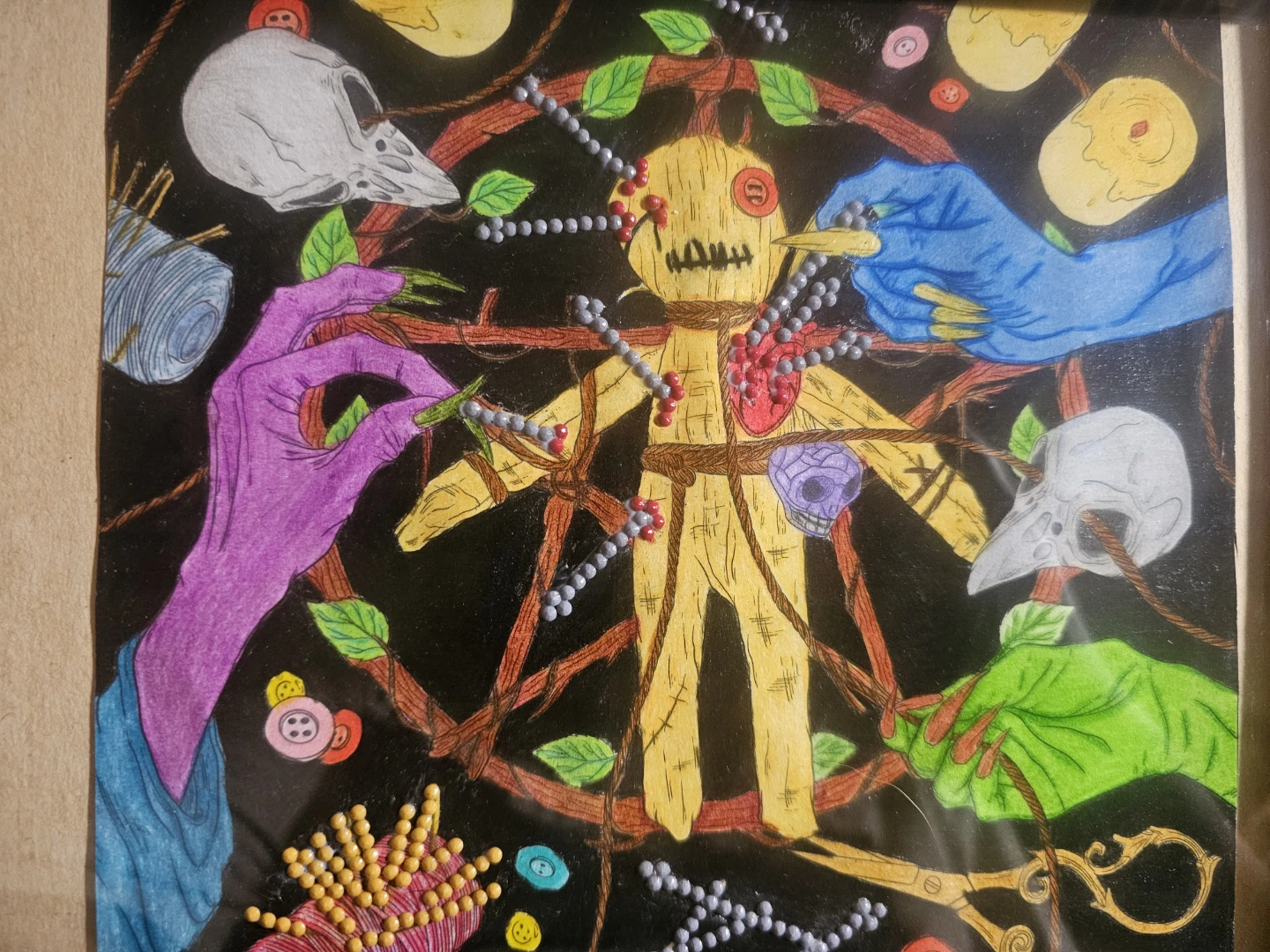 Framed Voodoo Doll Art - photo 3