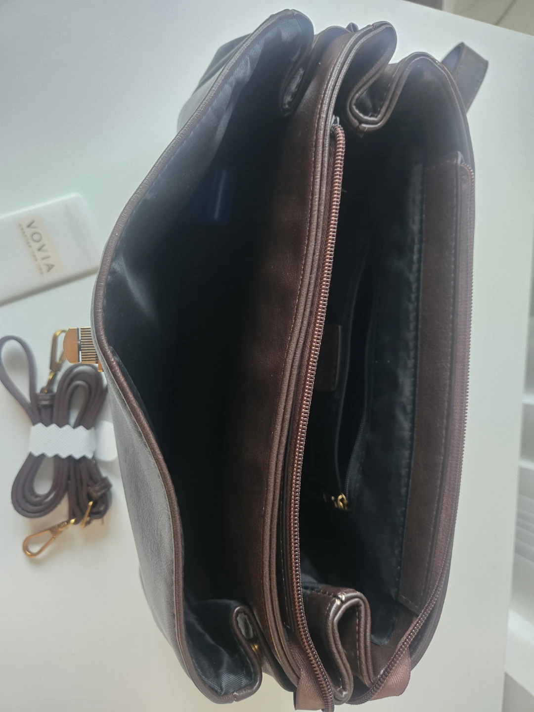 Vovia Brown Leather Handbag with Baseball Charm - photo 3