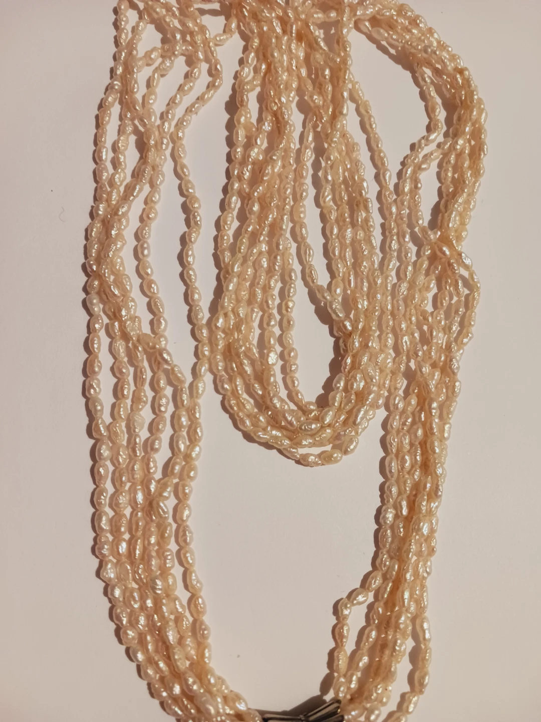 Sterling Silver 925 Genuine Freshwater Rice Pearl Long Necklace - photo 2