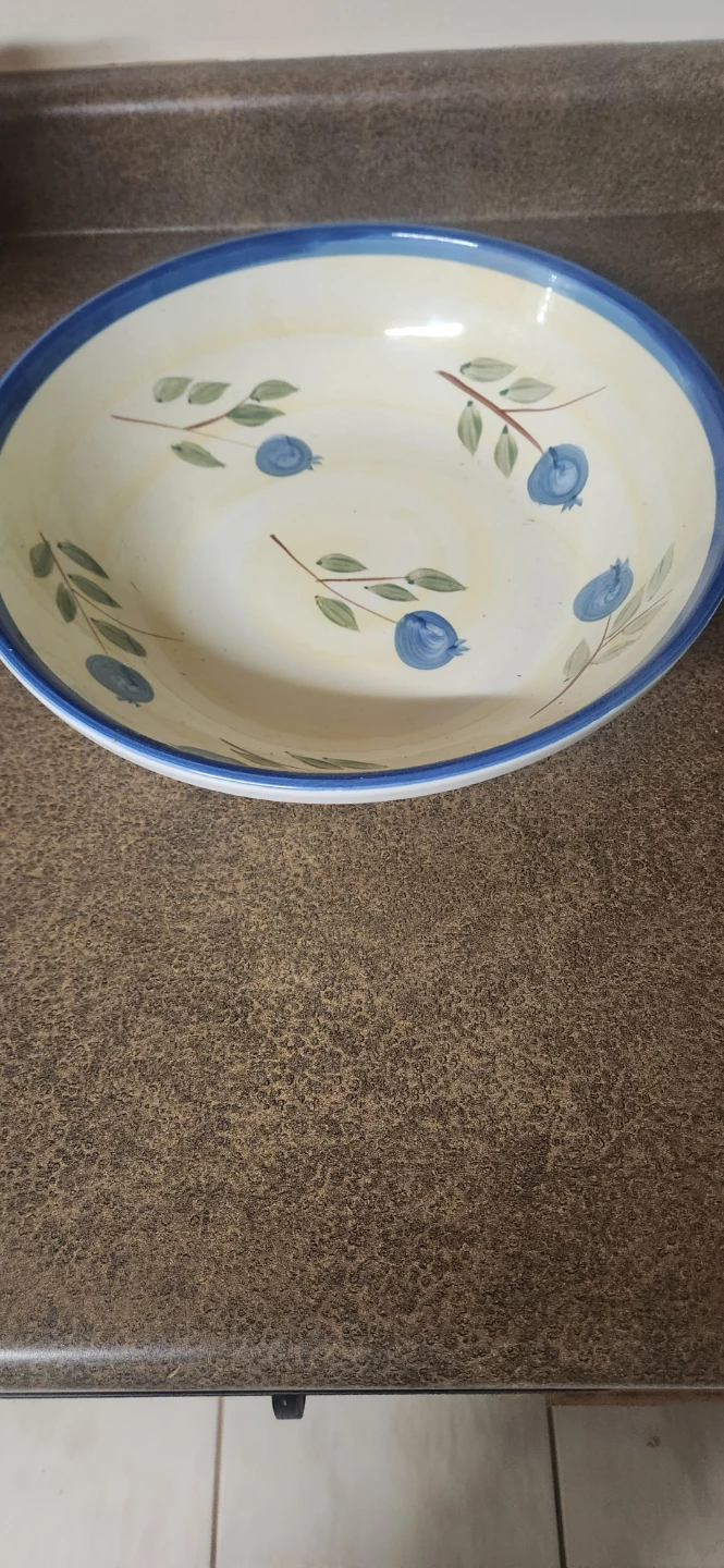 Ceramic Serving Bowl with Blueberries