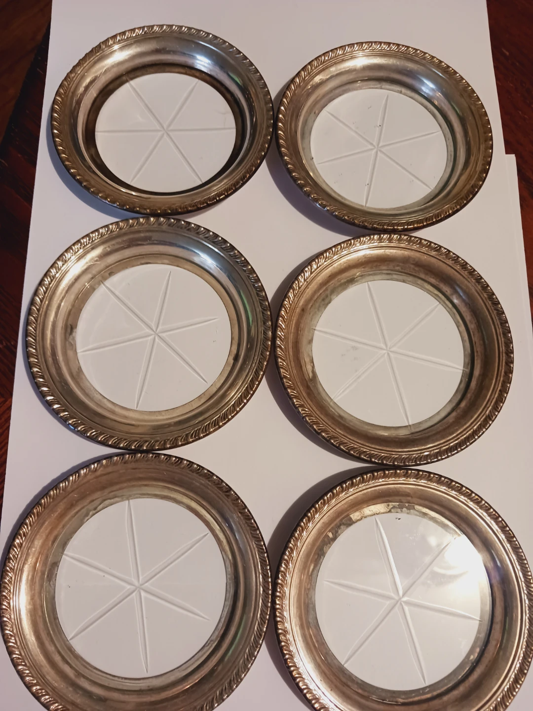Set of 6 Sterling Silver 925 Coasters