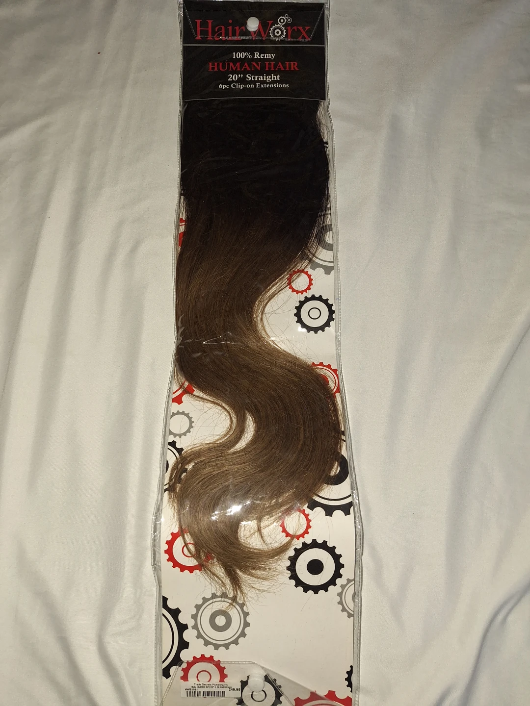 HairWorx 20" Ombre Human Hair Extensions. 8pc Black/Brown.