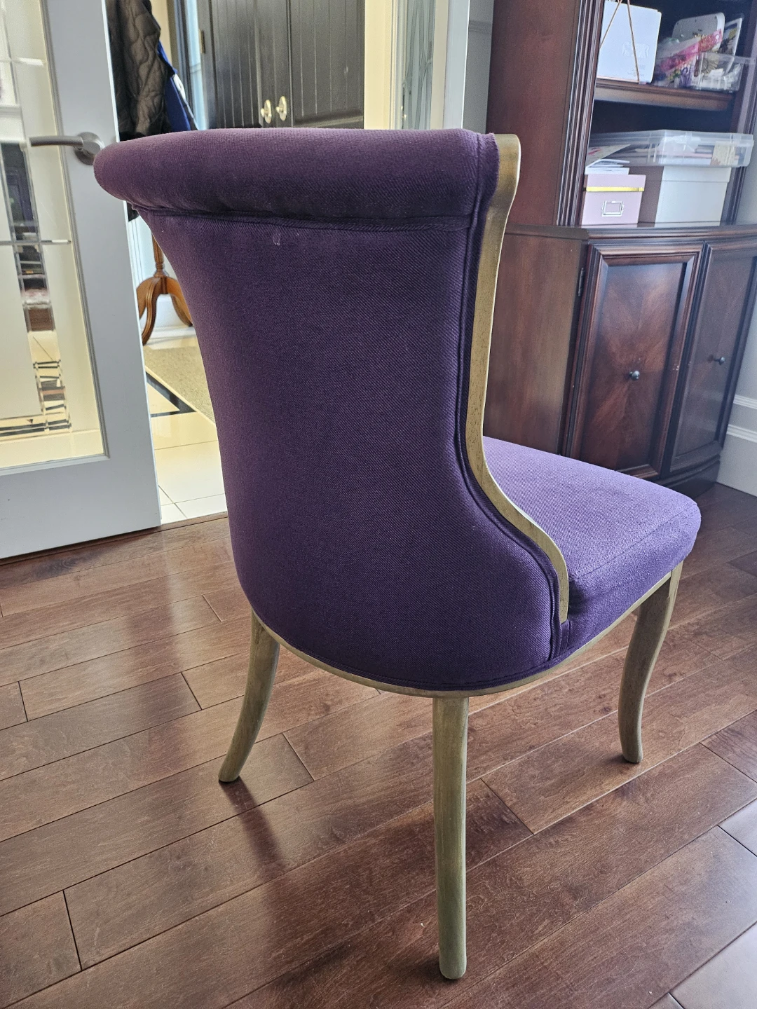 Purple Upholstered Accent / Dining Chair with Wood Legs - photo 2
