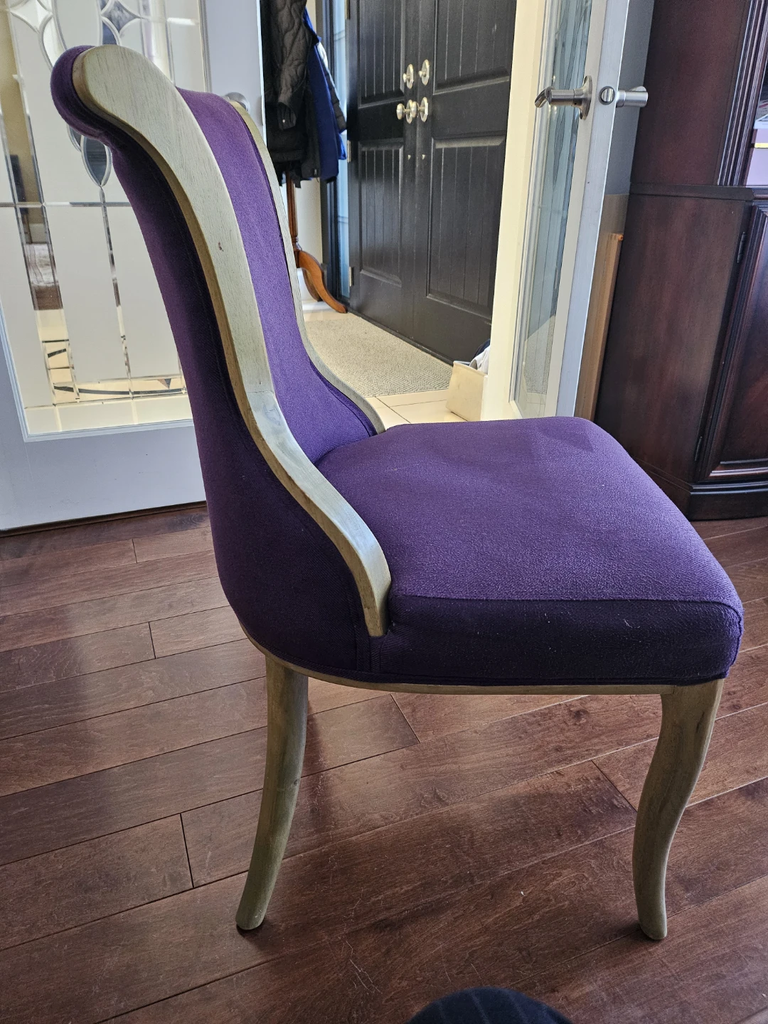 Purple Upholstered Accent / Dining Chair with Wood Legs - photo 3