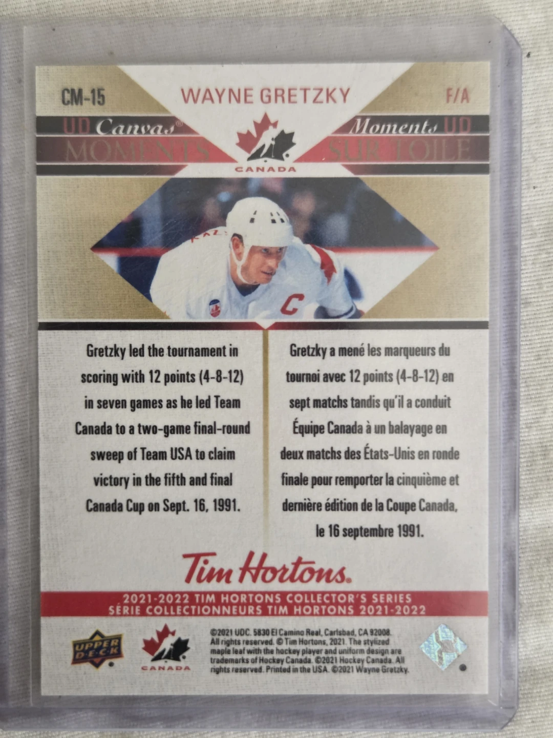 Tim Hortons Wayne Gretzky UD Canvas Hockey Card 2021-2022 - photo 2