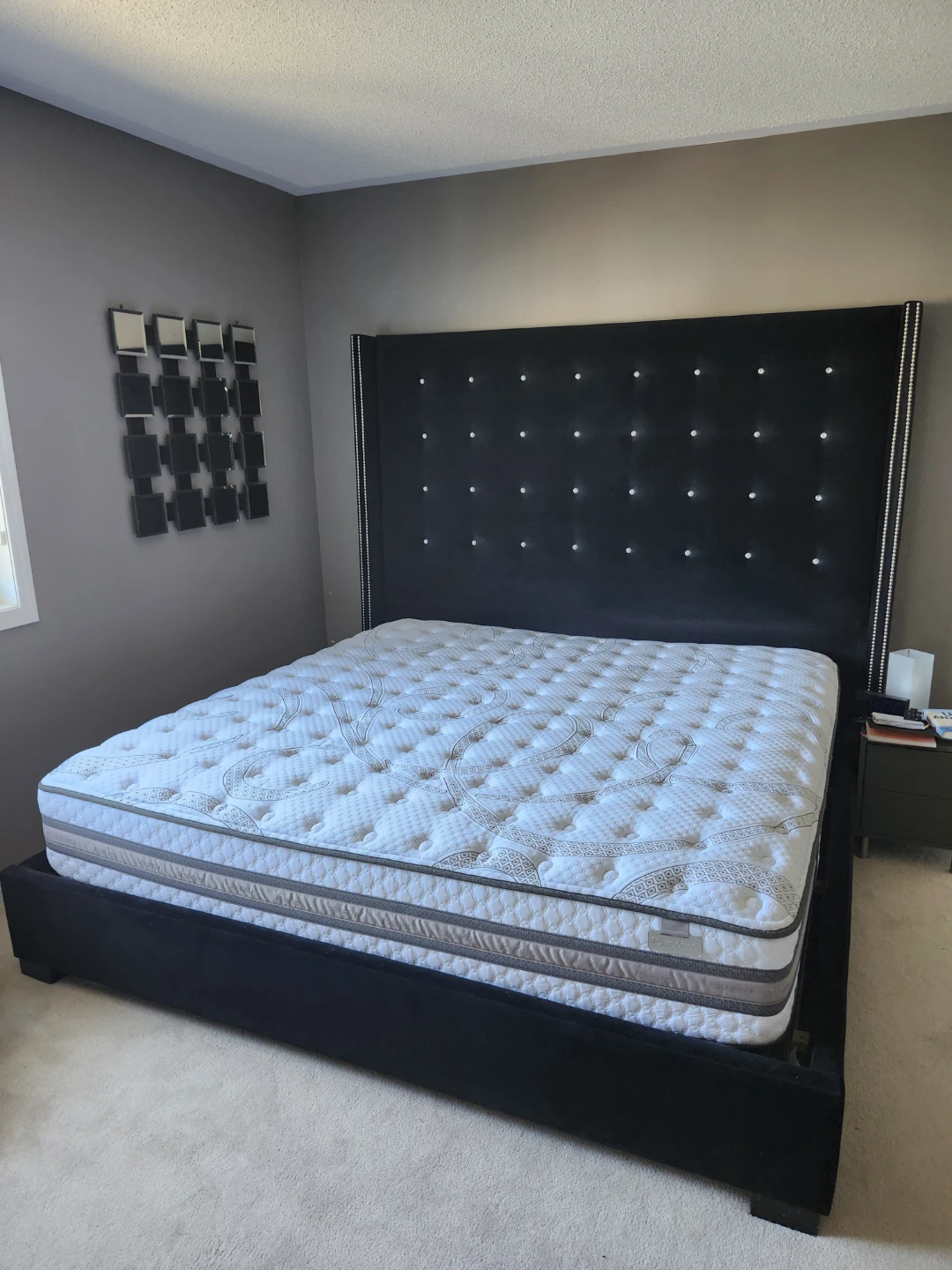 Luxury California King Headboard Bed Frame with Mattress