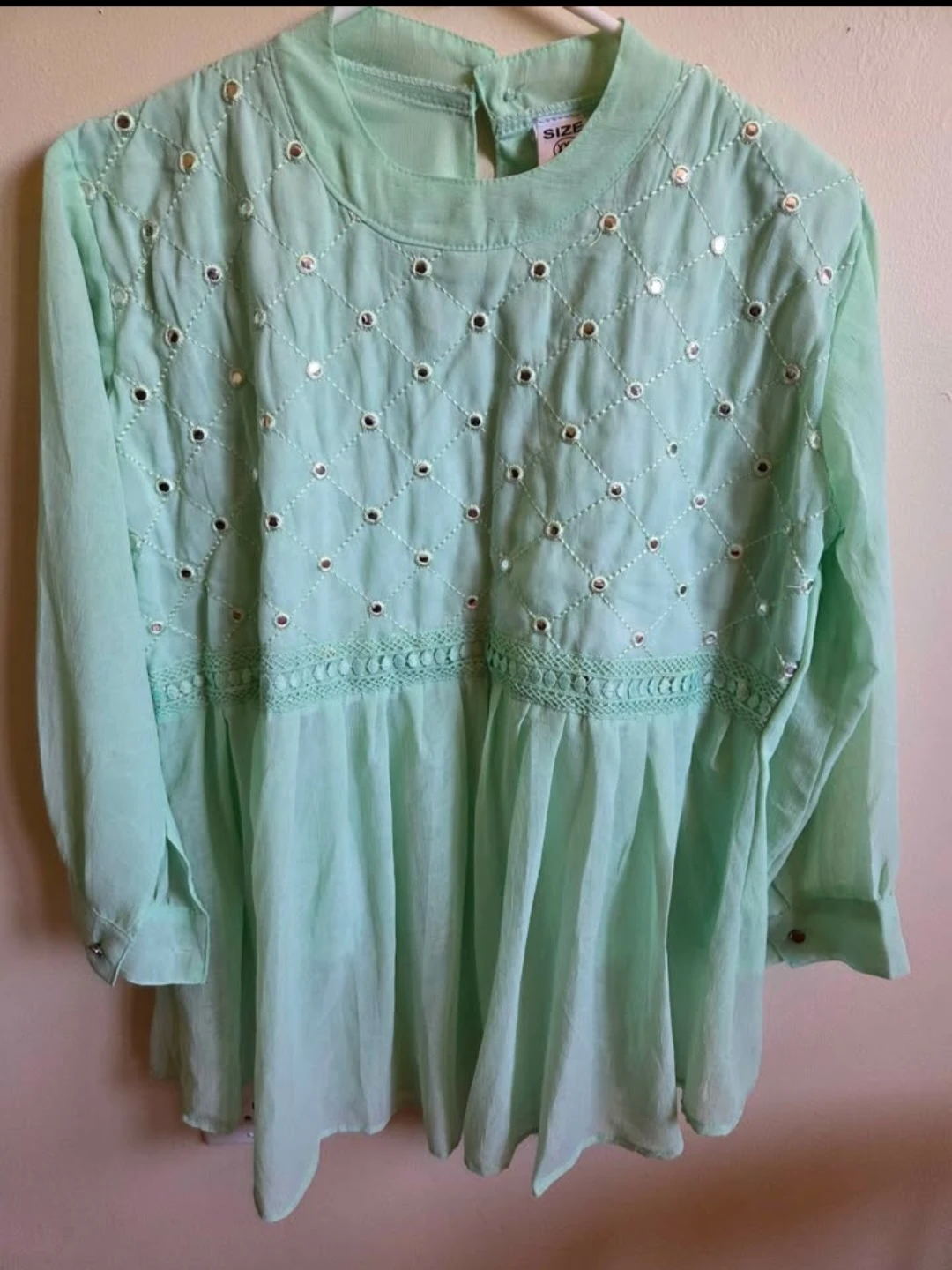 Mint Green Embellished Tunic Top