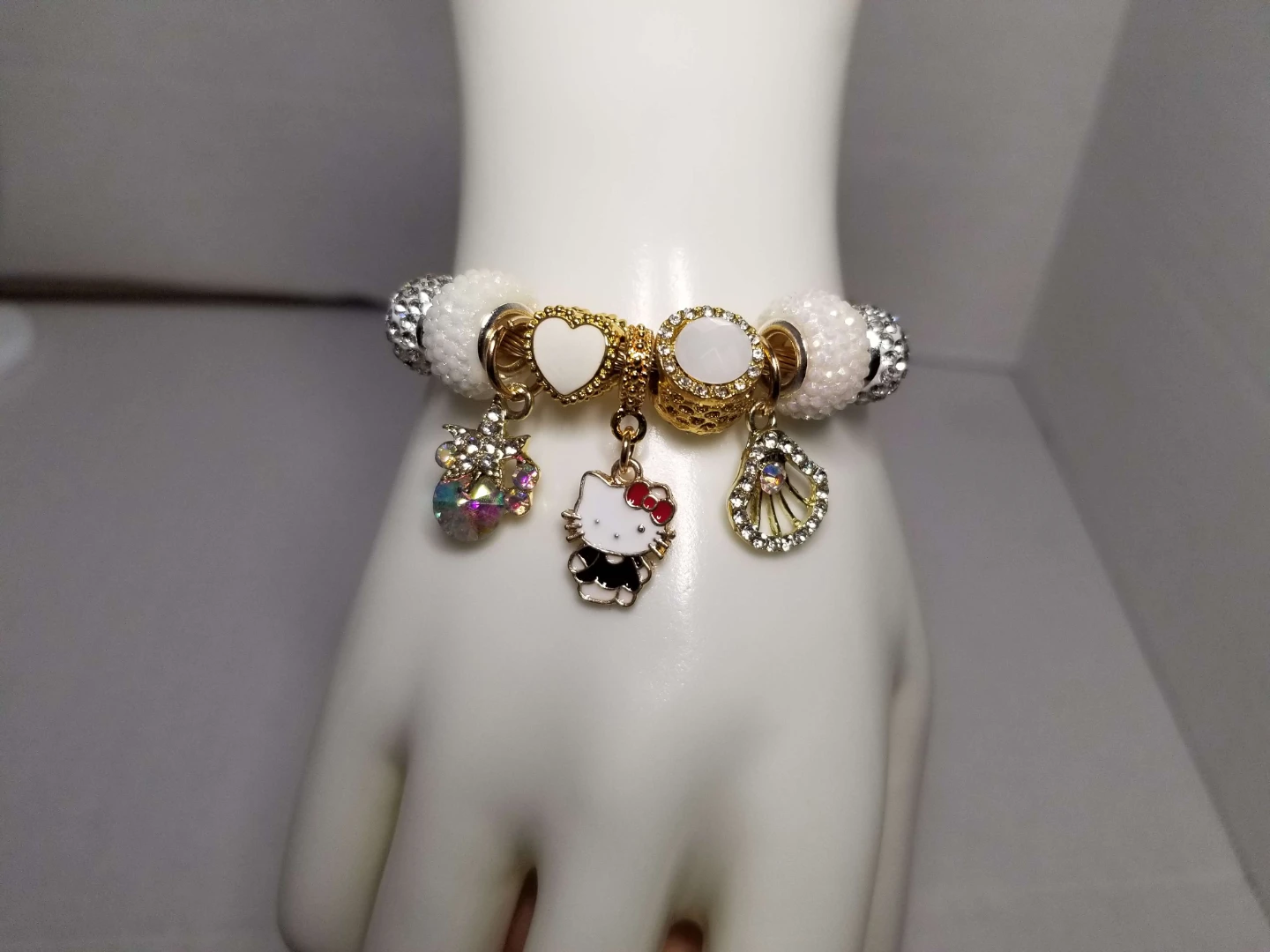 Gold Tone Charm Bracelet with Hello Kitty
