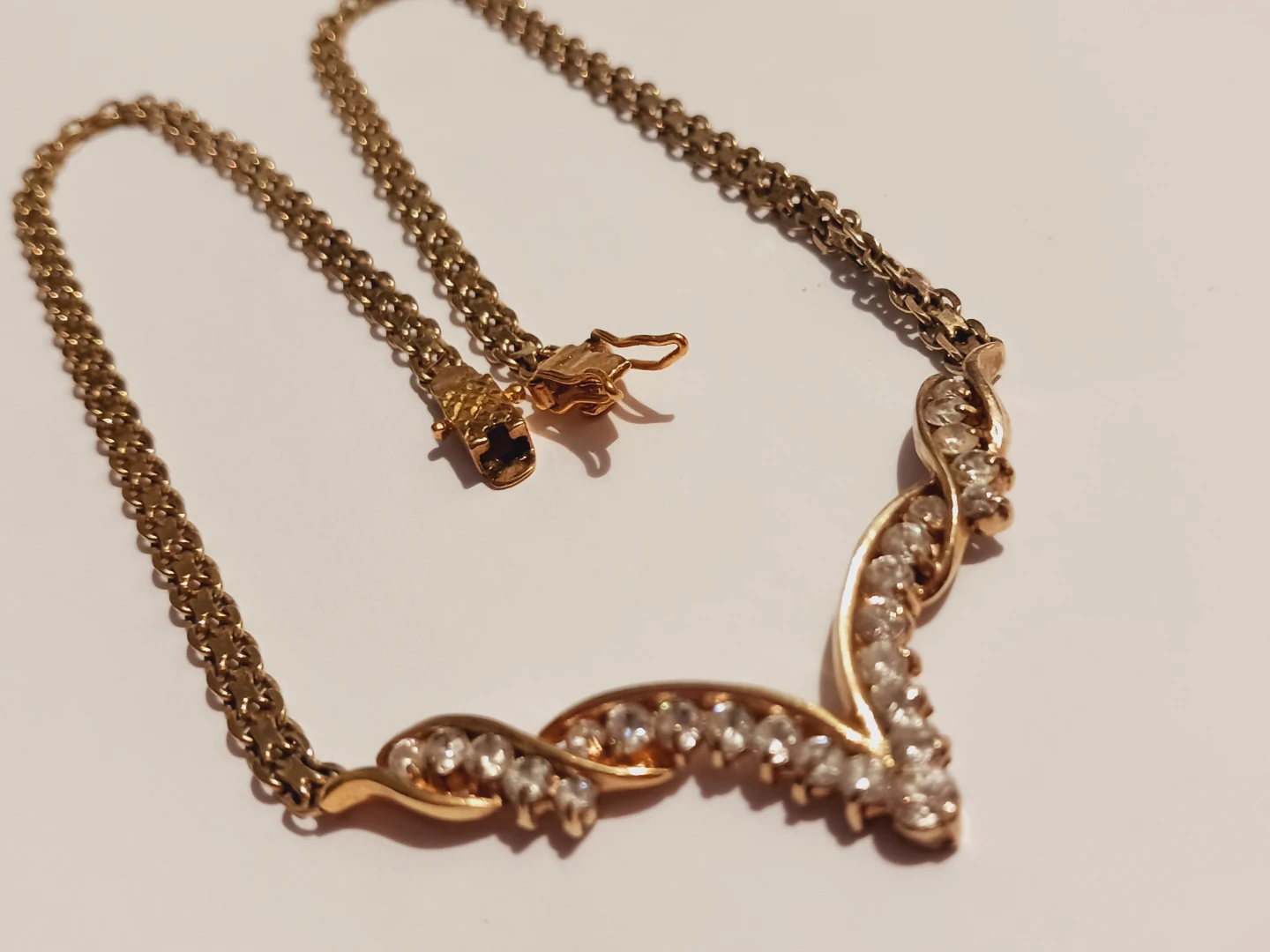 FAS 925 GLAMOROUS ART DECO GOLD OVER STERLING SILVER NECKLACE - photo 3