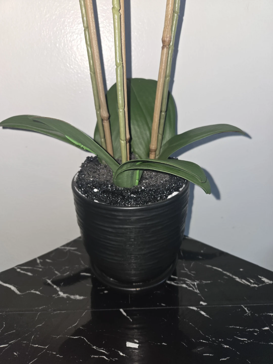 Purple Artificial Orchid Plant in Black Pot - photo 3