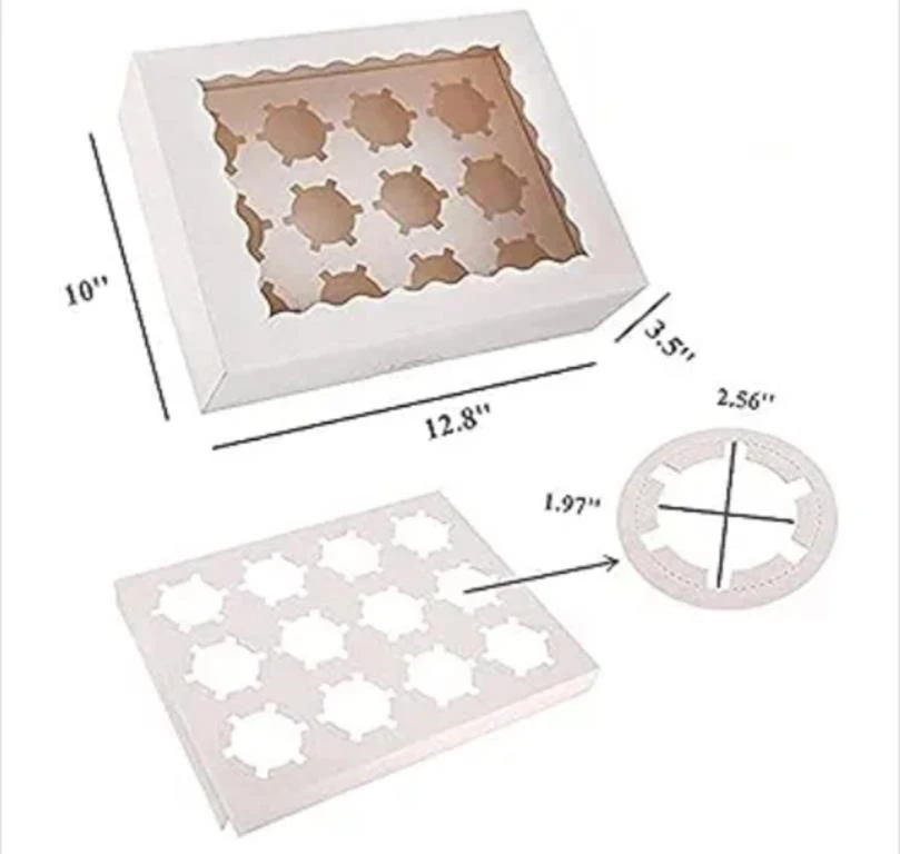 12 Cupcake Window Box with Inserts. 15 per pack - photo 2
