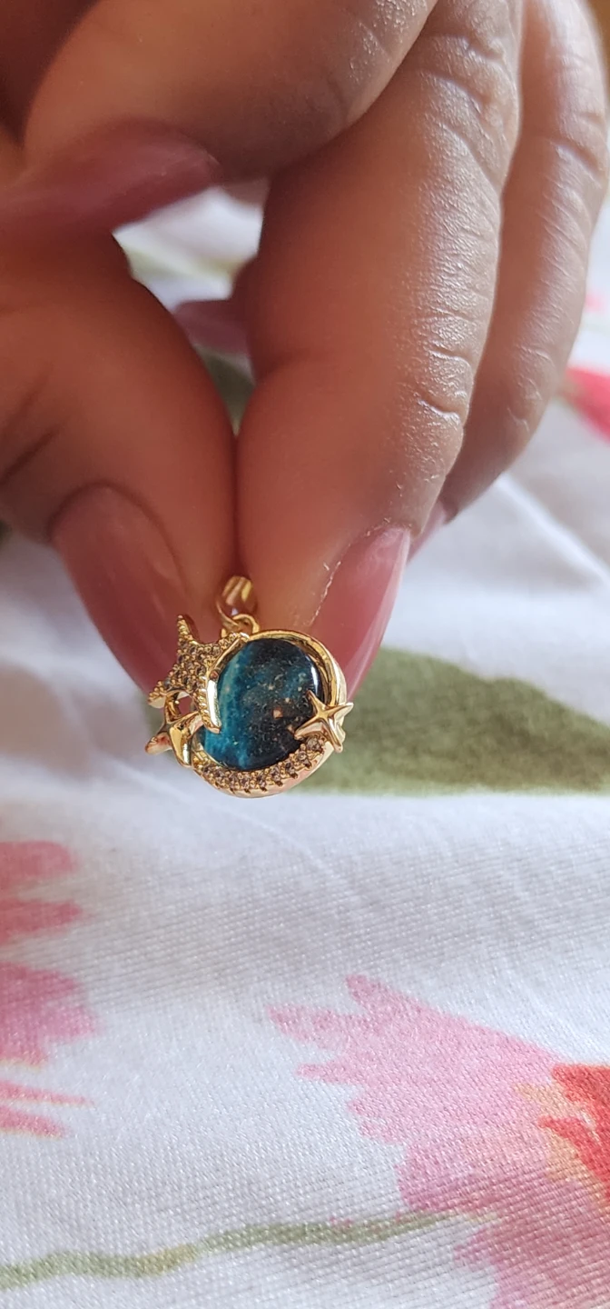 Gold platted Celestial Pendant with Blue Enamel and Crystals - photo 4