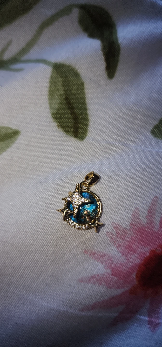 Gold platted Celestial Pendant with Blue Enamel and Crystals - photo 5