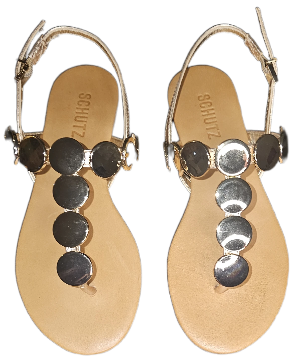 Schutz Women's Gold Flat Sandals⚽️