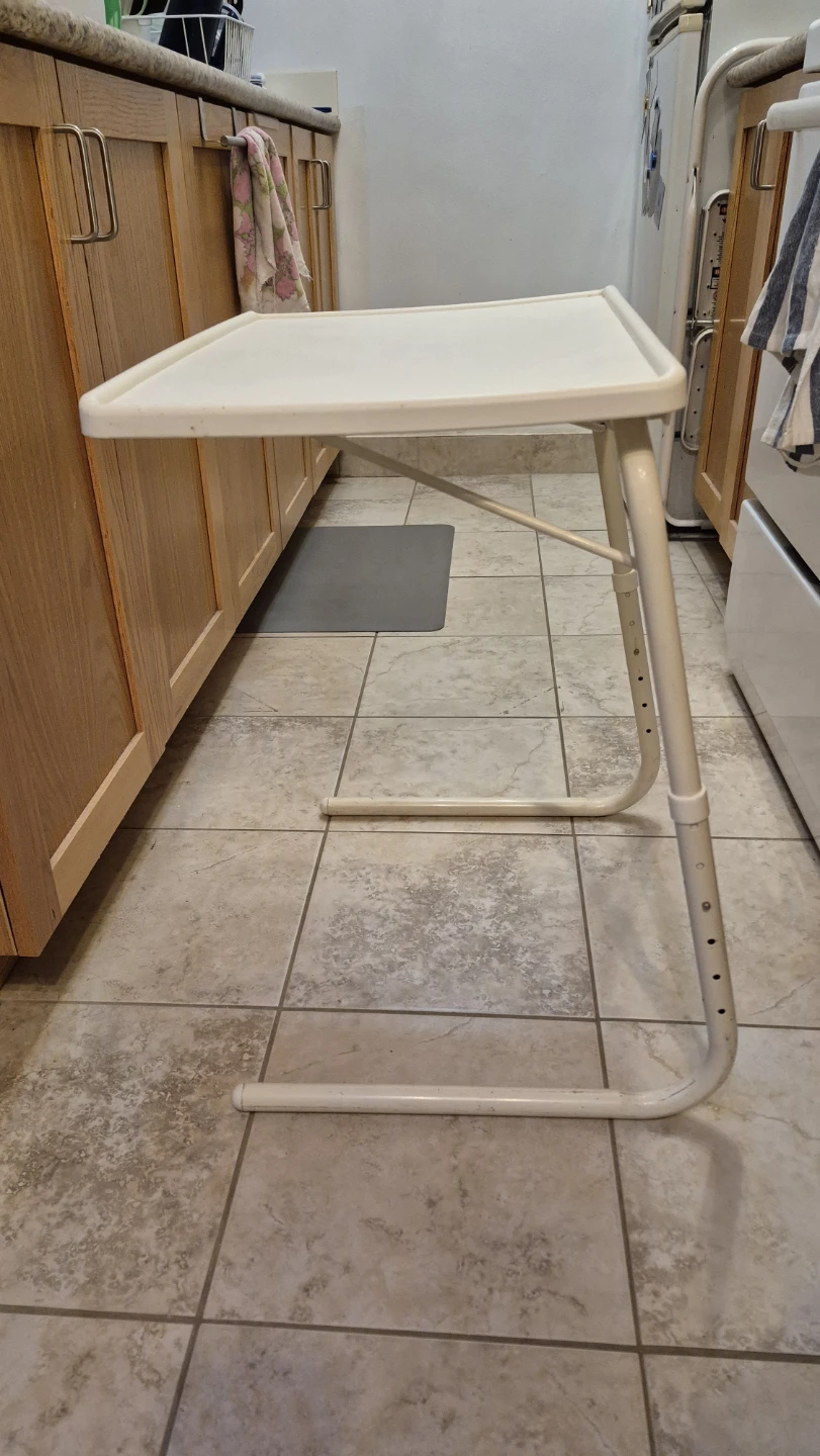 Adjustable White TV Tray Table