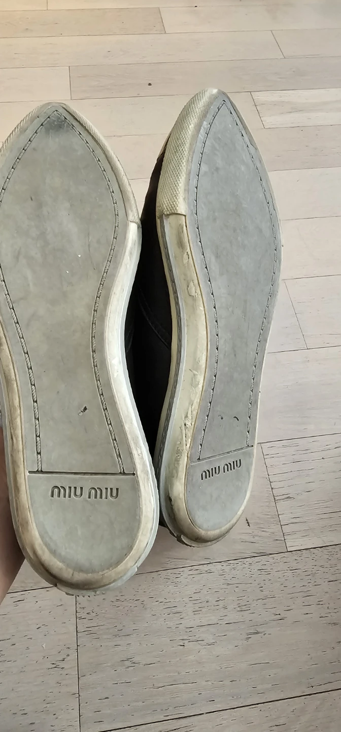 Miu Miu Black Leather Cap Toe Slip-On Sneakers - Size 8 - photo 3