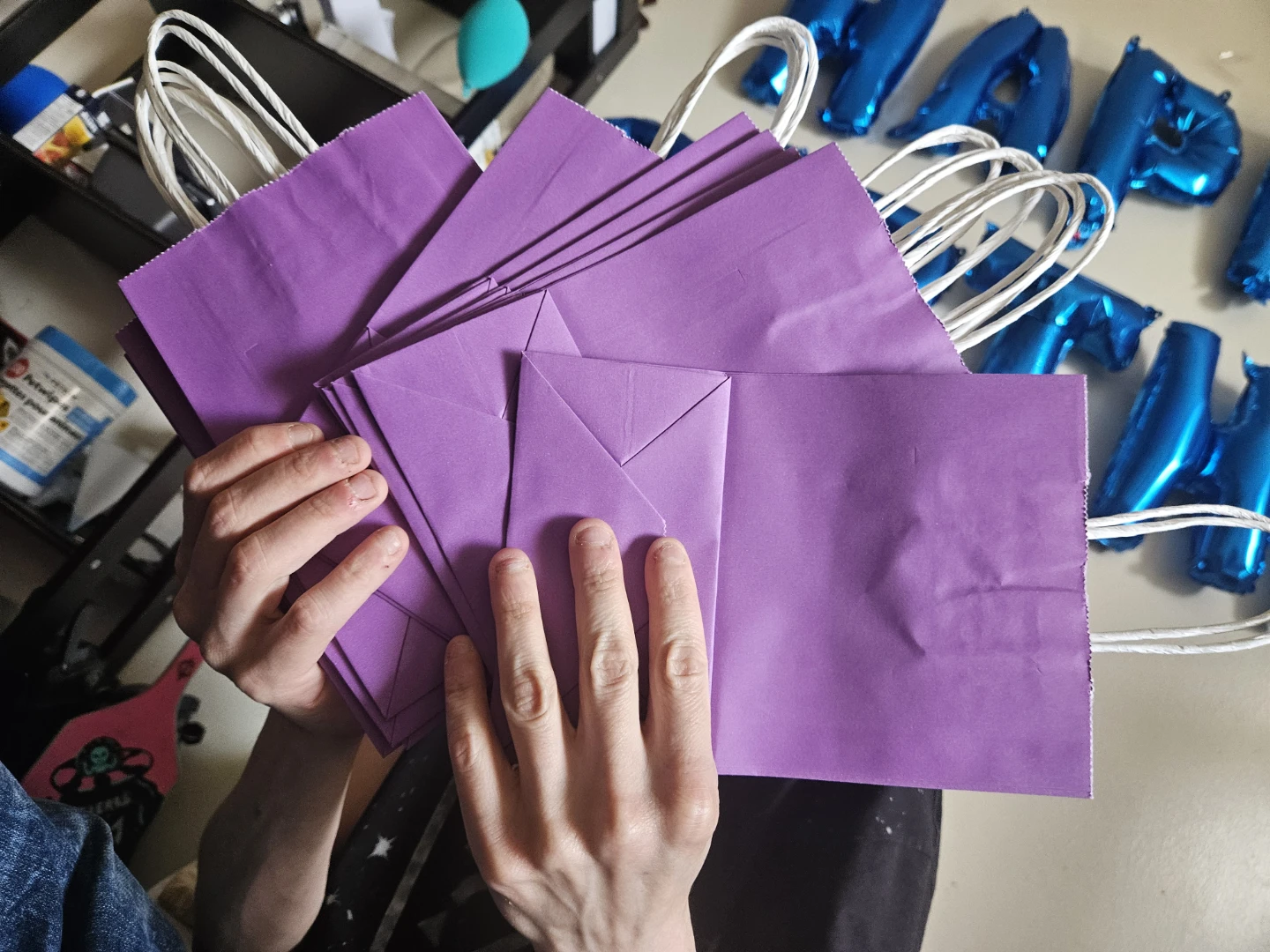 Purple paper gift bags, set of 10