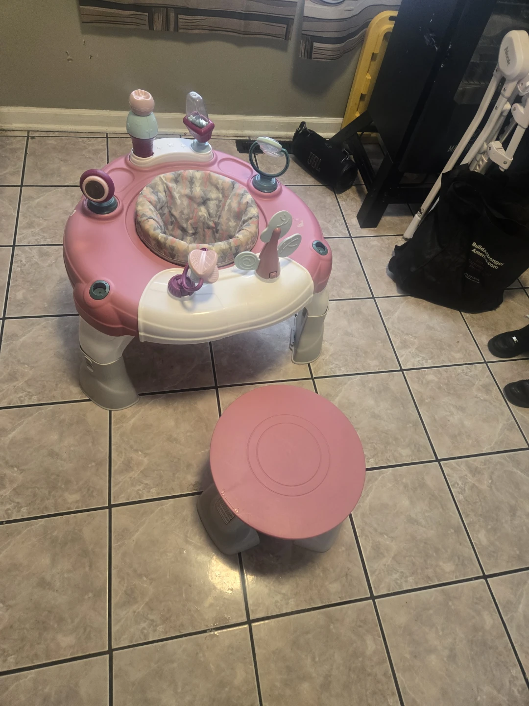Pink Baby Activity Center with Seat and Stool - photo 3