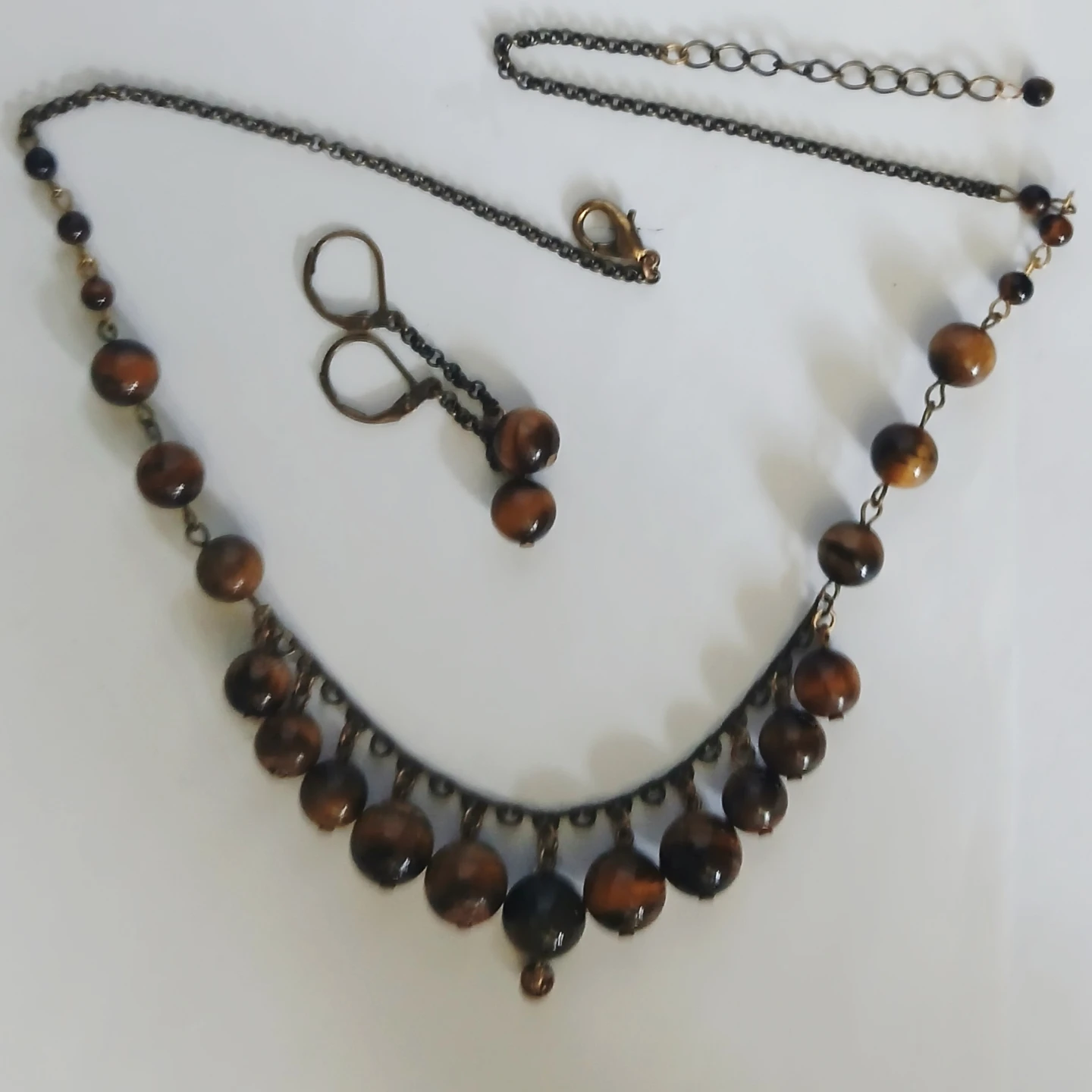 Tiger's Eye Bead Necklace and Earring Set - photo 3