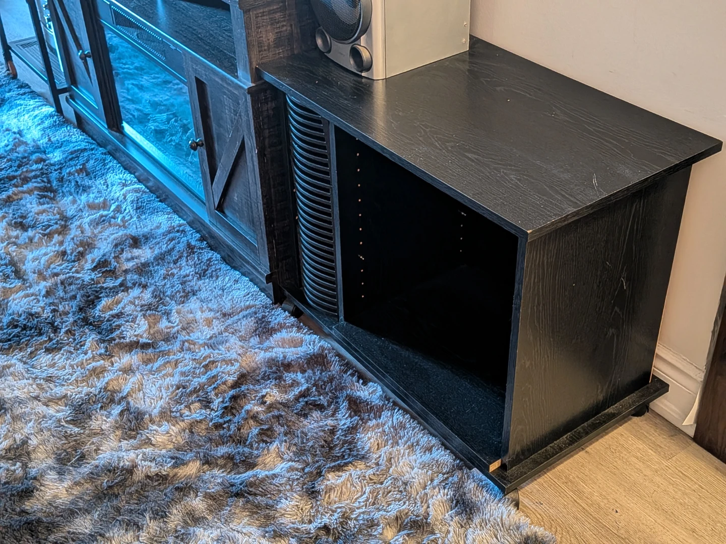Black Media Console Cabinet